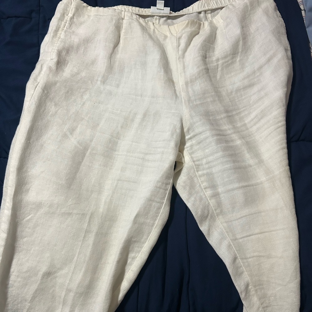 J. Jill Men's Cream Linen Chinos